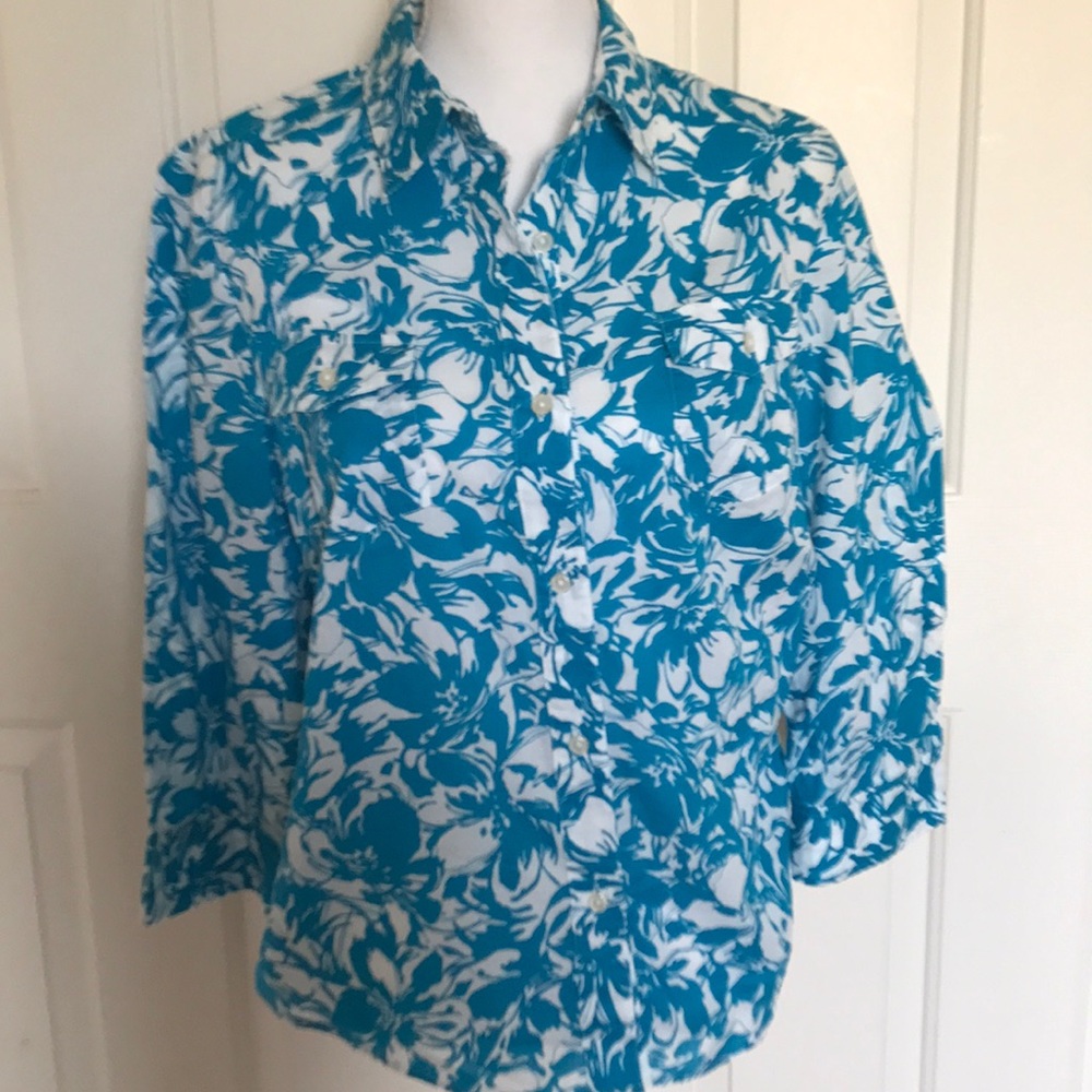Jones New York Blue/white sz L women's shirt